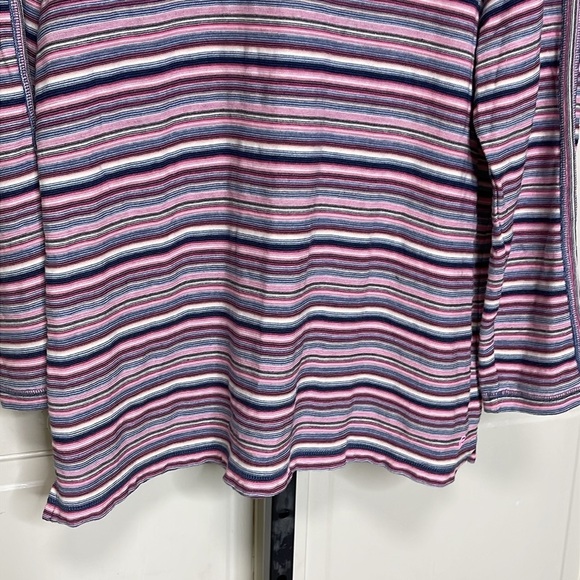 T By Talbots Top Tunic Women Sz XL Multicolor Rainbow Stripe Cotton Knit Comfort - Picture 3 of 9